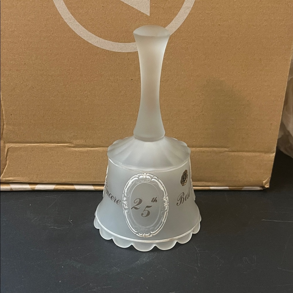 Frosted Crystal To Opaline Glass 25th Wedding Anniversary Bell